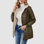 Theodora - Women's Quilted Puffer Coat with Sherpa Lining
