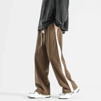 Theodore - Men's Corduroy Wide-Leg Lounge Pants with Contrast Stripe