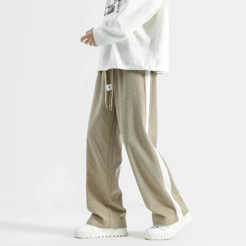 Theodore - Men's Corduroy Wide-Leg Lounge Pants with Contrast Stripe
