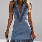 Tiana- Women's Sleeveless Fringe Western Dress 11