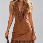 Tiana- Women's Sleeveless Fringe Western Dress 8