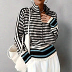 Tiffany - Women's Houndstooth Zip-Up Knit Cardigan 3