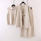 Tracy - Women's 3-Piece Knit Wide-Leg Pants Set 1
