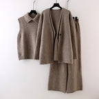 Tracy - Women's 3-Piece Knit Wide-Leg Pants Set 2