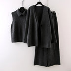 Tracy - Women's 3-Piece Knit Wide-Leg Pants Set 4