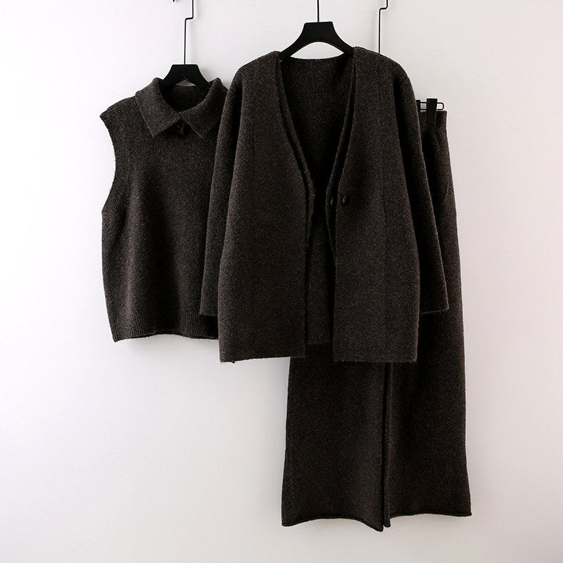 Tracy - Women's 3-Piece Knit Wide-Leg Pants Set 5