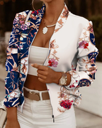 Venetia - Women's Floral Zip Bomber Jacket