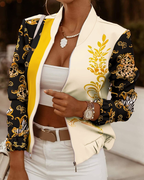 Venetia - Women's Floral Zip Bomber Jacket