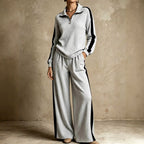 Vera - Women's Half-Zip Ribbed Top & Wide-Leg Pants Set 1