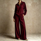 Vera - Women's Half-Zip Ribbed Top & Wide-Leg Pants Set 3