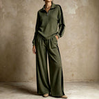 Vera - Women's Half-Zip Ribbed Top & Wide-Leg Pants Set 4