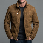 Victor - Men's Vintage Washed Cotton Jacket with Zip Closure