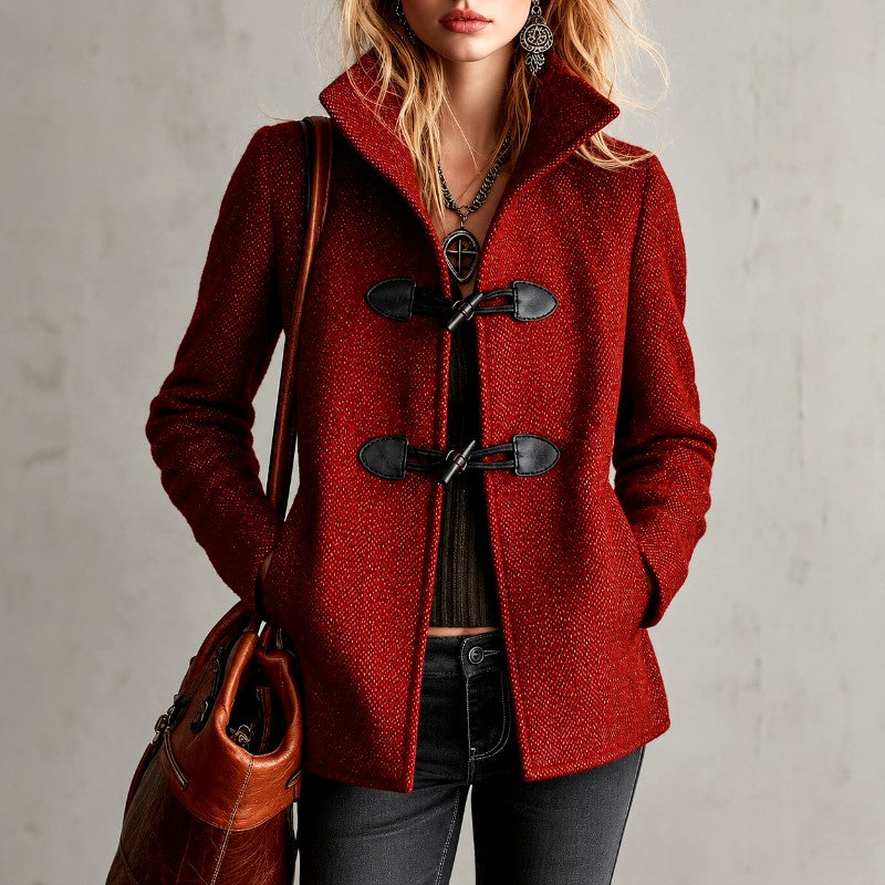 Victoria - Women's Wool Toggle Front Stand Collar Jacket 1
