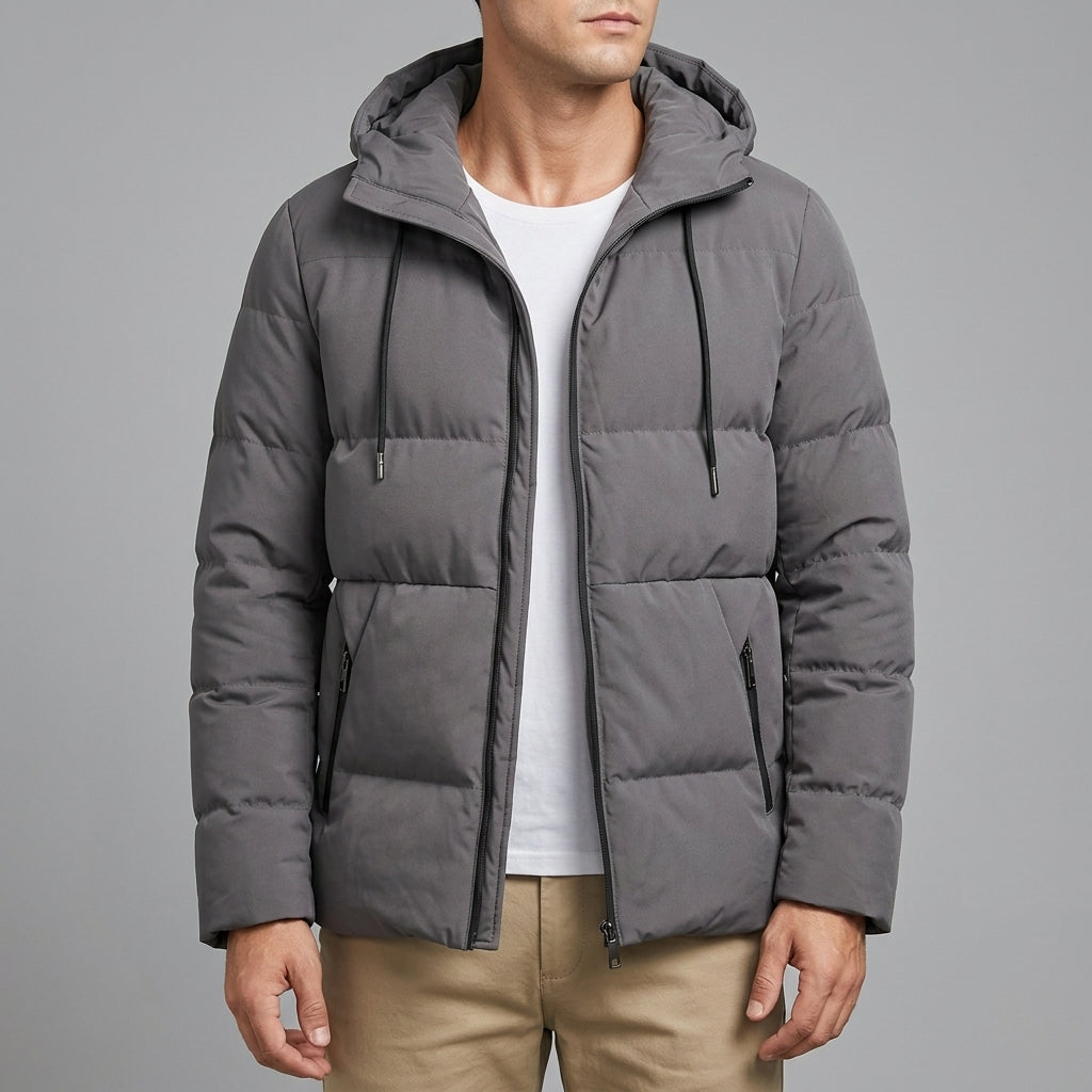 Vincent - Men's Quilted Puffer Jacket with Drawstring Hood
