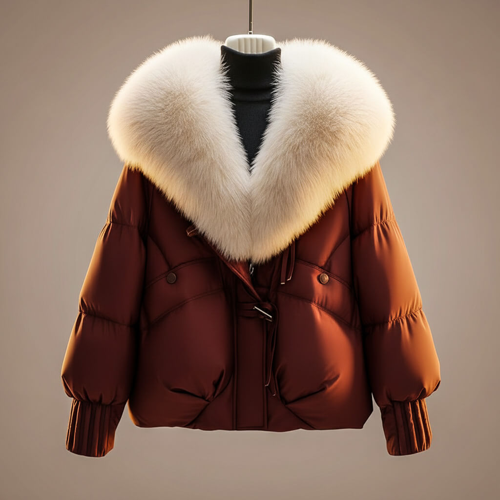 Viola - Women's Quilted Puffer Jacket with Faux Fur Collar