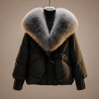 Viola - Women's Quilted Puffer Jacket with Faux Fur Collar