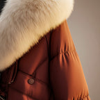 Viola - Women's Quilted Puffer Jacket with Faux Fur Collar