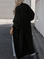Violet - Women's Ribbed Open-Front Cardigan with Deep V-Neck