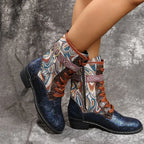 Vivienne - Women's Lace-Up Patterned Ankle Boots