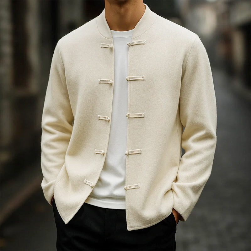 Warren - Men's Cashmere Toggle Cardigan with Mandarin Collar