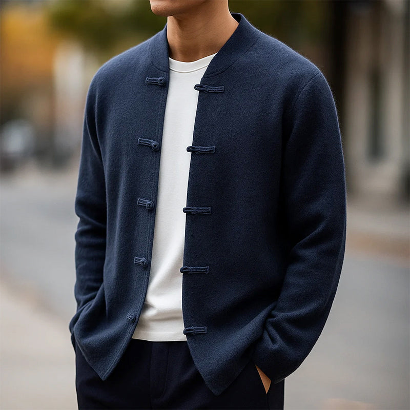 Warren - Men's Cashmere Toggle Cardigan with Mandarin Collar