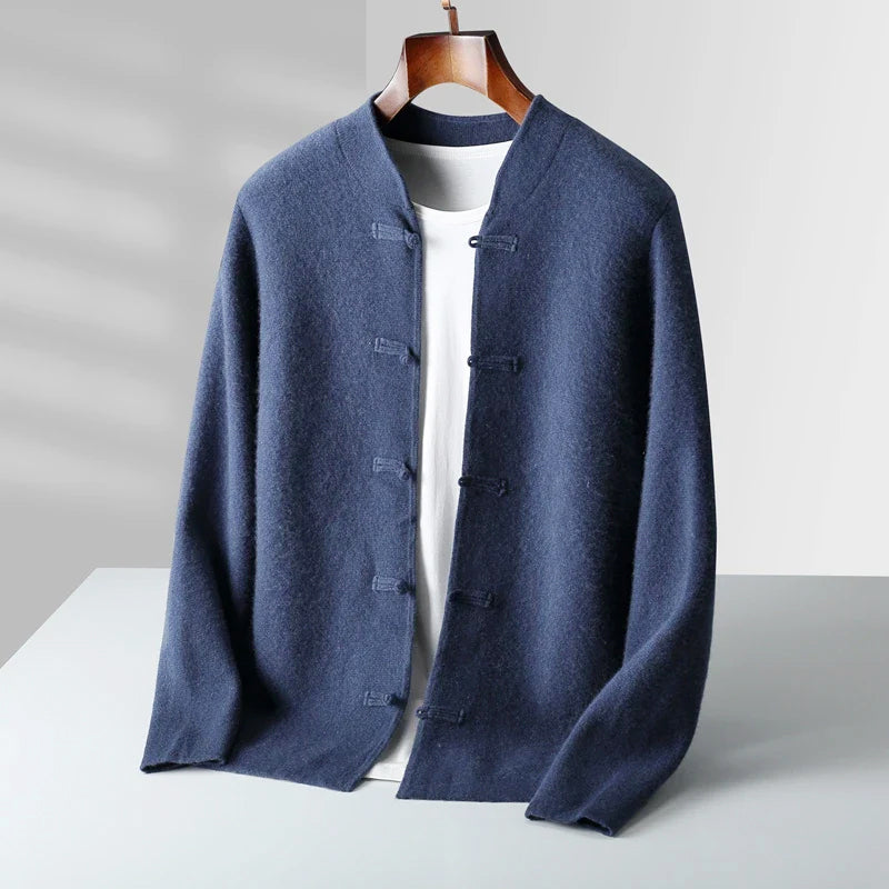 Warren - Men's Cashmere Toggle Cardigan with Mandarin Collar