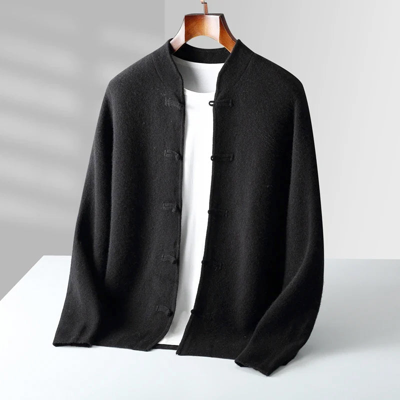 Warren - Men's Cashmere Toggle Cardigan with Mandarin Collar