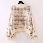 Whitney - Women's Multicolor Plaid Mock Neck Knit Sweater 2