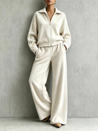Whitney - Women's Ribbed Track Jacket & Wide-Leg Pants Set 2