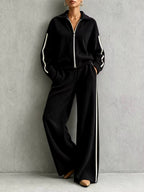 Whitney - Women's Ribbed Track Jacket & Wide-Leg Pants Set 5