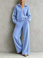 Whitney - Women's Ribbed Track Jacket & Wide-Leg Pants Set 6