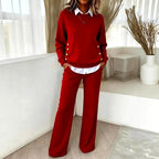 Wilhelmina - Women's Round Neck Long Sleeve Matching Set 1