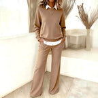 Wilhelmina - Women's Round Neck Long Sleeve Matching Set 4
