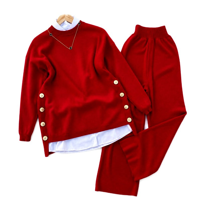 Wilhelmina - Women's Round Neck Long Sleeve Matching Set 5