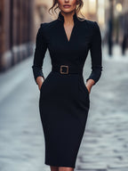 Willa - Women's Belted Wrap Midi Dress