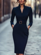 Willa - Women's Belted Wrap Midi Dress