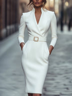 Willa - Women's Belted Wrap Midi Dress