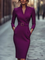 Willa - Women's Belted Wrap Midi Dress