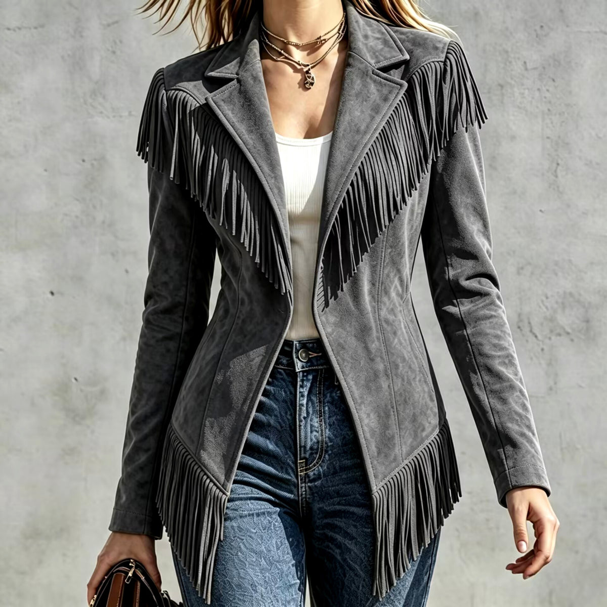 Winona - Women's Western Fringe Suede Blazer 3