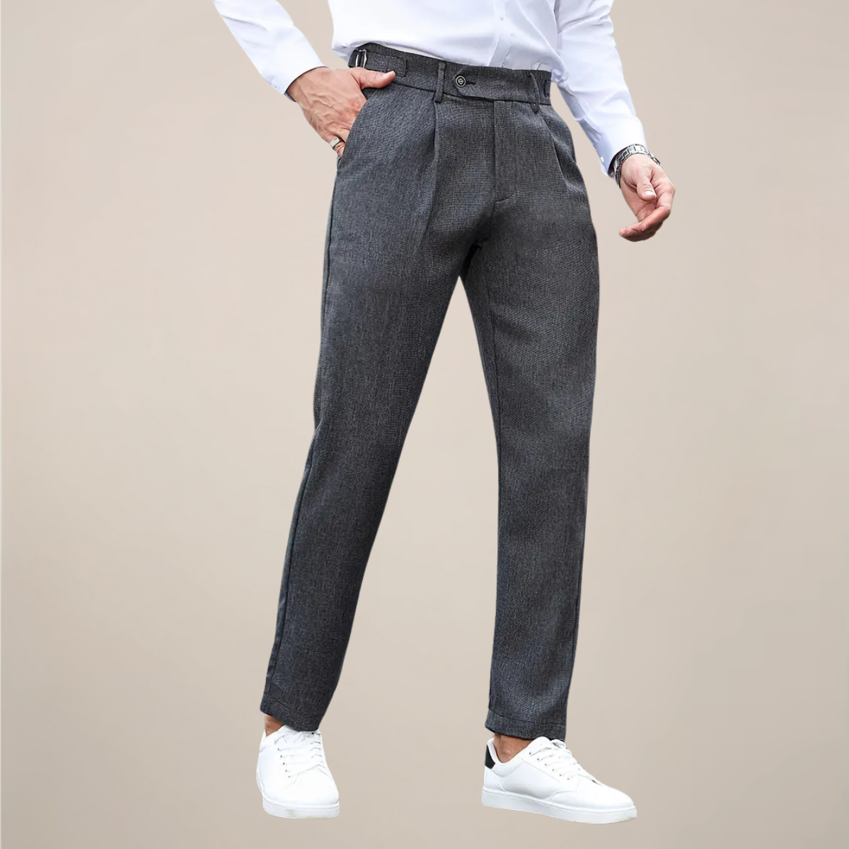 Wyatt - Men's Pleated Tapered Tailored Trousers