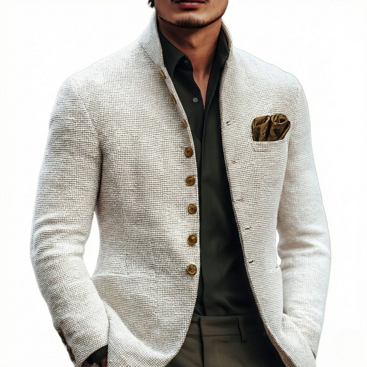 Zayden - Men's Textured Button-Front Cardigan